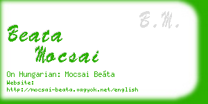 beata mocsai business card